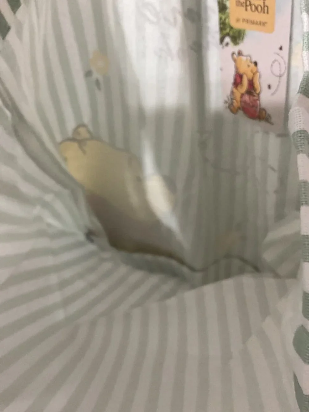 Disney x Primark Winnie the Pooh Sage Green and White Striped Cotton Canvas Tote